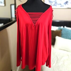 Elegant Red Women's Top With Slits. Size XL NWOT. Never Worn!
